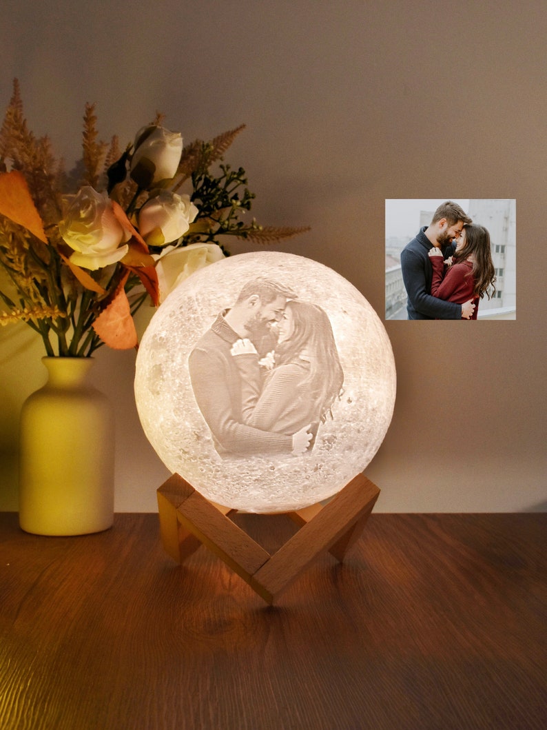 Personalized Photo Lamp, Custom Moon Lamp, Personalized Photo Led Light, Magic 3D Personalized Printed Lunar Night, Christmas Gift, BBf Gift image 3