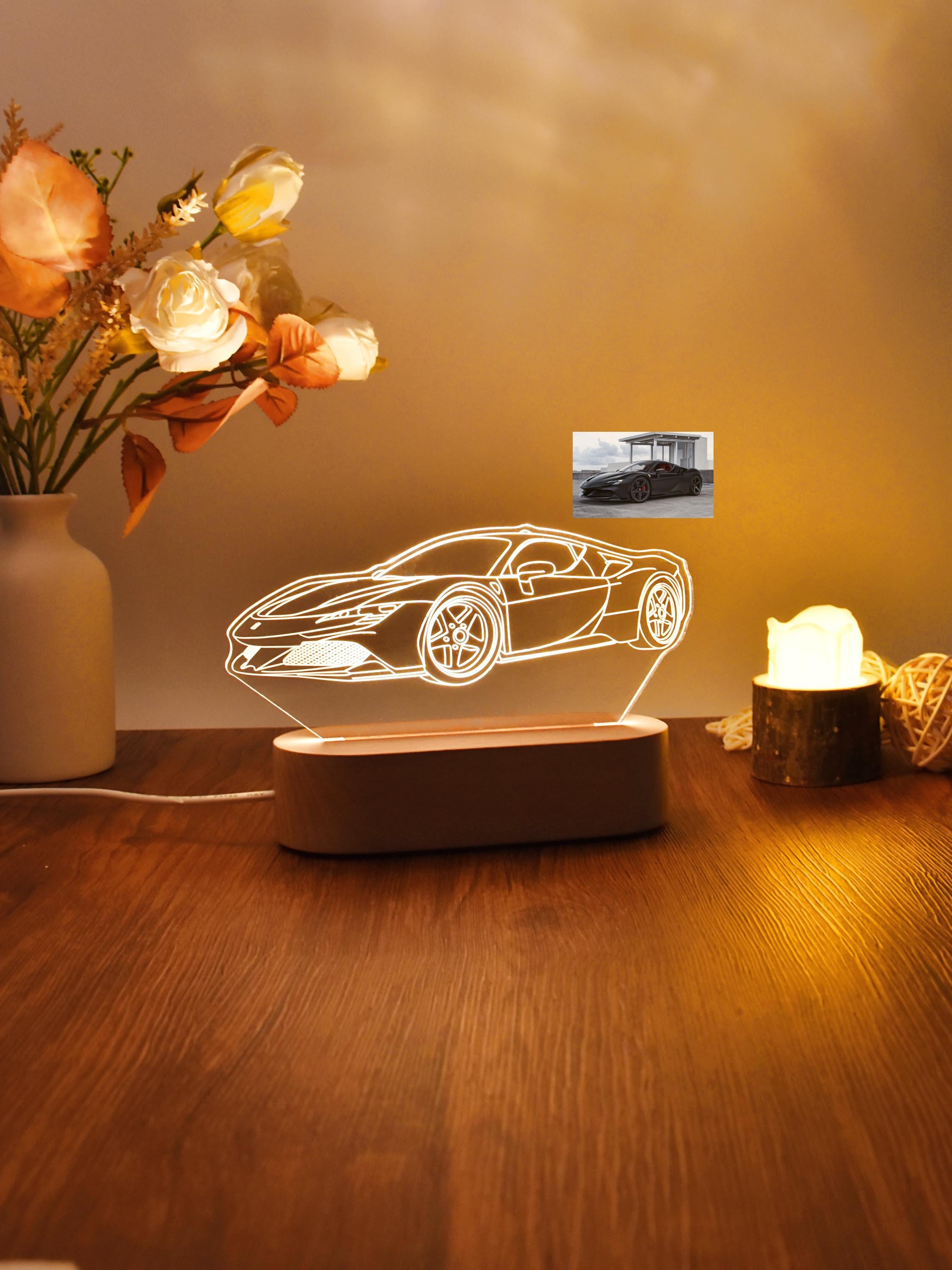 Custom 3D Car Sketch Night Light, Acrylic LED Night Light, Personalised Car Light, Car Accessory, Gift for Him, Bedroom Light, Car lovers