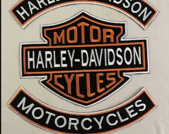Harley Davidson Rockers Orange biker bordado parche chaleco/chaqueta grande y mediano nuevo conjunto de 3 planchas