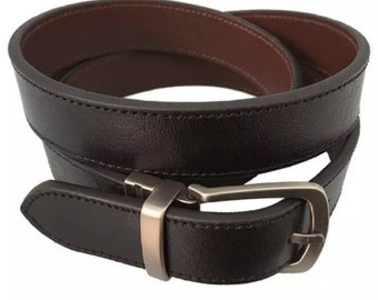 Black brown double sided men’s leather belt