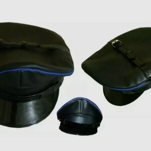 Berretto In Pelle - Vera Pelle Nero Army Muir Biker Arancione Trim - Foto 11