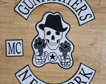 GunFighters New York  MC Embroidery patch set of 4 pcs for motor bike jacket vest patch Iron on