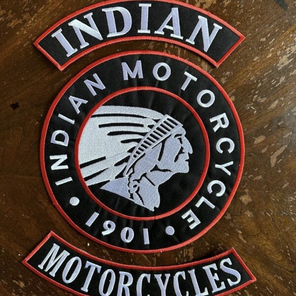 Indian Motorcycles 1901 Embroidery Set 3 Pcs Iron On 35 Cm choose one color