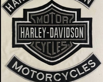 Harley Davidson Rockers Grijs biker patch vest/jas nieuwe set van 3 opstrijkbaar