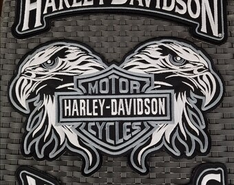 Harley davidson Double Eagle conjunto de 3 parches bordados chaqueta de moto/chaleco parche Iron on