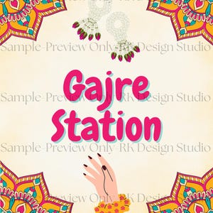 Op de afbeelding: Een kleurrijke illustratie van een hand die naar een bloemenkrans reikt, met de tekst "Gajre Station" in roze en blauwe letters. De achtergrond heeft ingewikkelde mandala-ontwerpen in geel, oranje, roze en blauw.