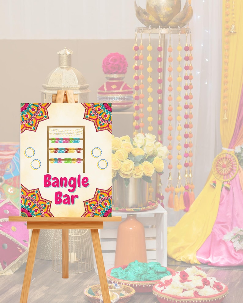 Editable Bangle Bar Sign Canva Template | Mehndi Decor | Indian Bridal ...
