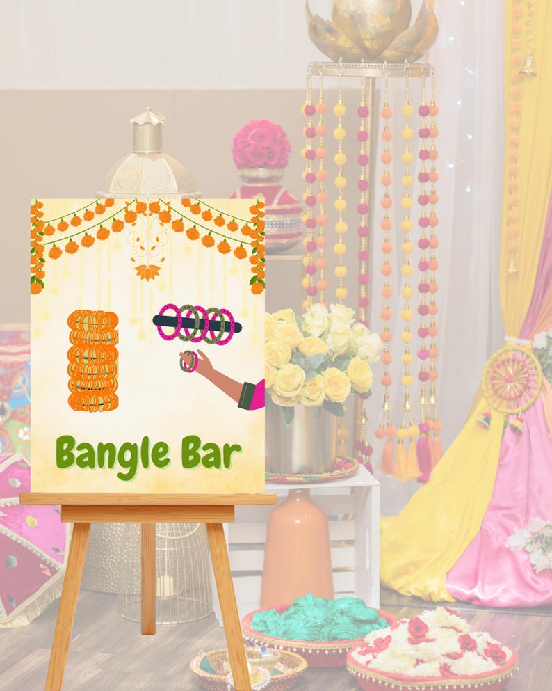 Bangle Bar Sign | South Asian Wedding Decor Canva Template (instant ...