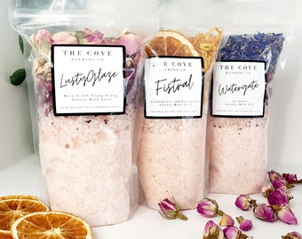 Newquay Luxury Bath Salt Gift Collection with Essential Oils and Dried Flowers