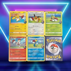 Pikachu (auf dem Ball) 001 - Evoli 002 - Grookey 003, Scorbunny 004, Sobble 005 / Futsal Promos / 2020 / PROXY Pokémon Karte(n)