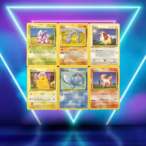 Base Set 10/17 / Nidoran M, Onix, Pidgey, Pikachu, Poliwag, Ponyta / First Edition (1st) / 1999 / PROXY TCG card(s)