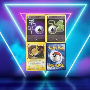Team Rocket Set 21/21 / Full Heal Energy 81/82, Potion Energy 82/82, Dark Raichu 83/82 / First Edition (1st) / 1999 / PROXY TCG card(s)
