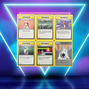 Base Set 16/17 / Geldschein, Energiebeseitigung, Windböe, Trank, Switch, DCE Energie / Erstausgabe (1st) / 1999 / PROXY Pokémon Karte(n)