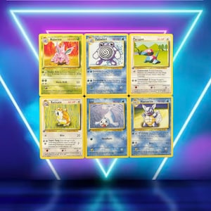 Base Set 7/17 / Nidorino, Poliwhirl, Porygon, Raticate, Seel, Wartortle / First Edition (1st) / 1999 / PROXY TCG card(s)