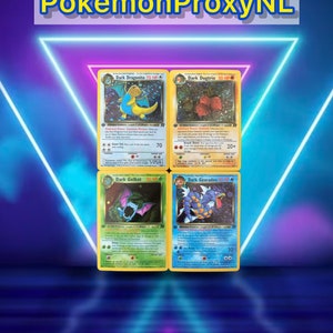 Team Rocket Set 2/21 / Dark Dragonite 5/82, Dugtrio 6/82, Golbat 7/82, Gyarados 8/82 / First Edition (1e) / 1999 / PROXY Pokémon-kaart(en)