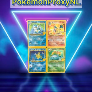 Plastoise 2/102 - Glurak 4/102 - Leuchtendes Karpador 66/64 - Ferosaurier 15/102 / Feierlichkeiten / 2021 / PROXY Pokémon Karte(n)