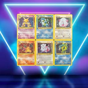 Base Set 1/17 / Alakazam, Blastoise, Chansey, Charizard, Clefairy, Gyarados / First Edition (1st) / 1999 / PROXY TCG card(s)