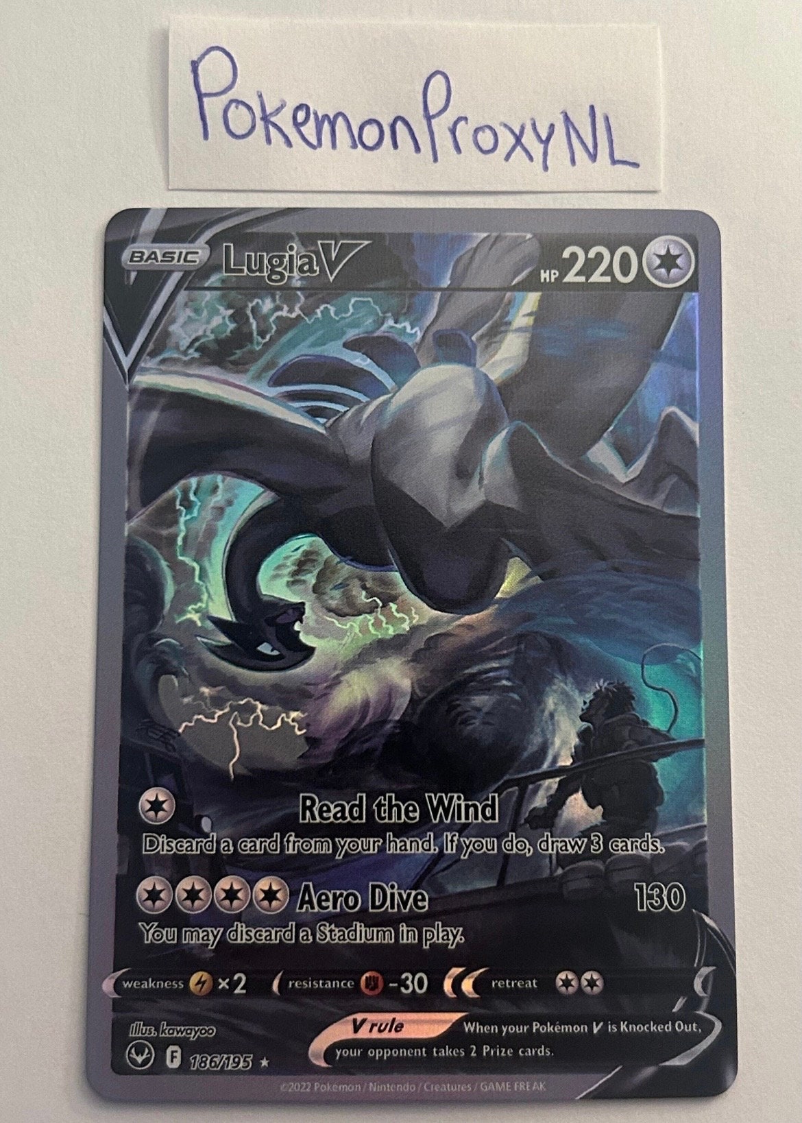 Lugia V / Silver Tempest / 186/195 / 2022 / PROXY Pokémon