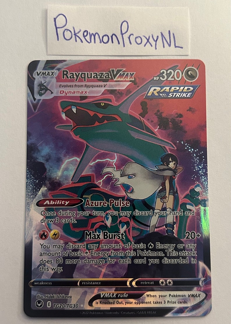 Azure Vmax Pokemon Rayquaza VMAX / Silver Tempest / TG20/TG30 / 2022 / PROXY TCG Card(s ...