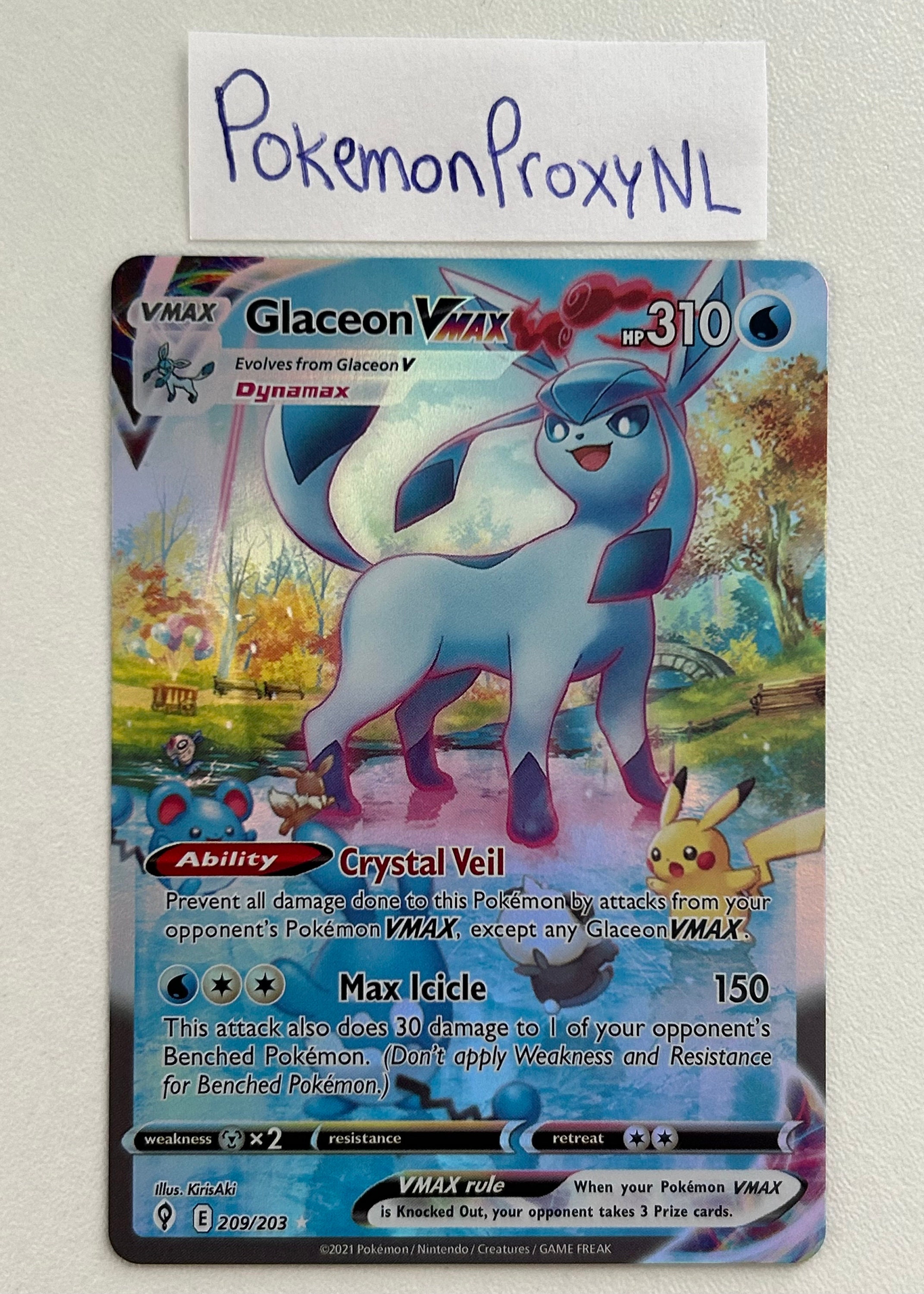 Glaceon VMAX / Evolving Skies / 209/203 / 2021 / PROXY Glaceon VMAX / Evolving Skies / 209/203 / 2021 / PROXY