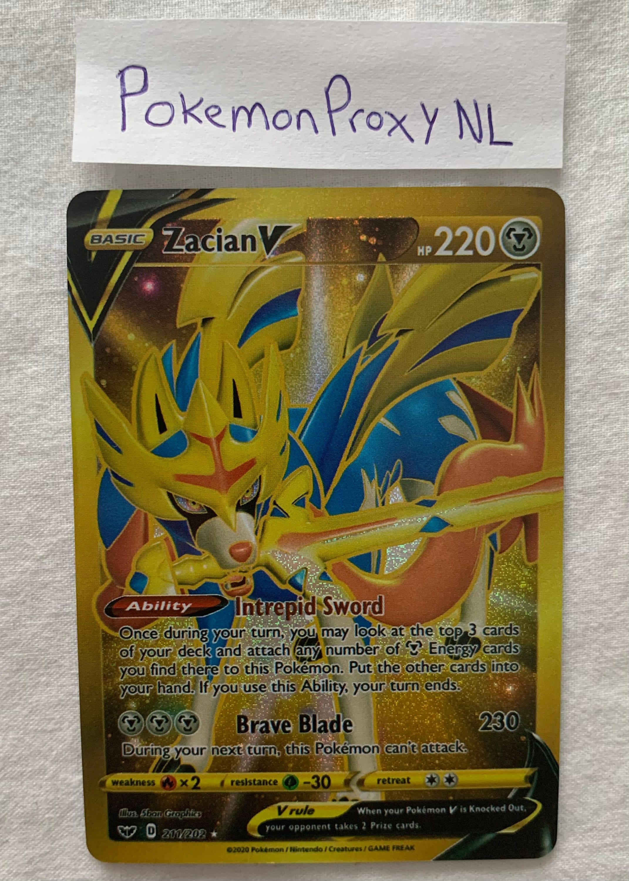 Zacian V 211/202 Sword & Shield Gold Secret Rare Holo Pokemon Card