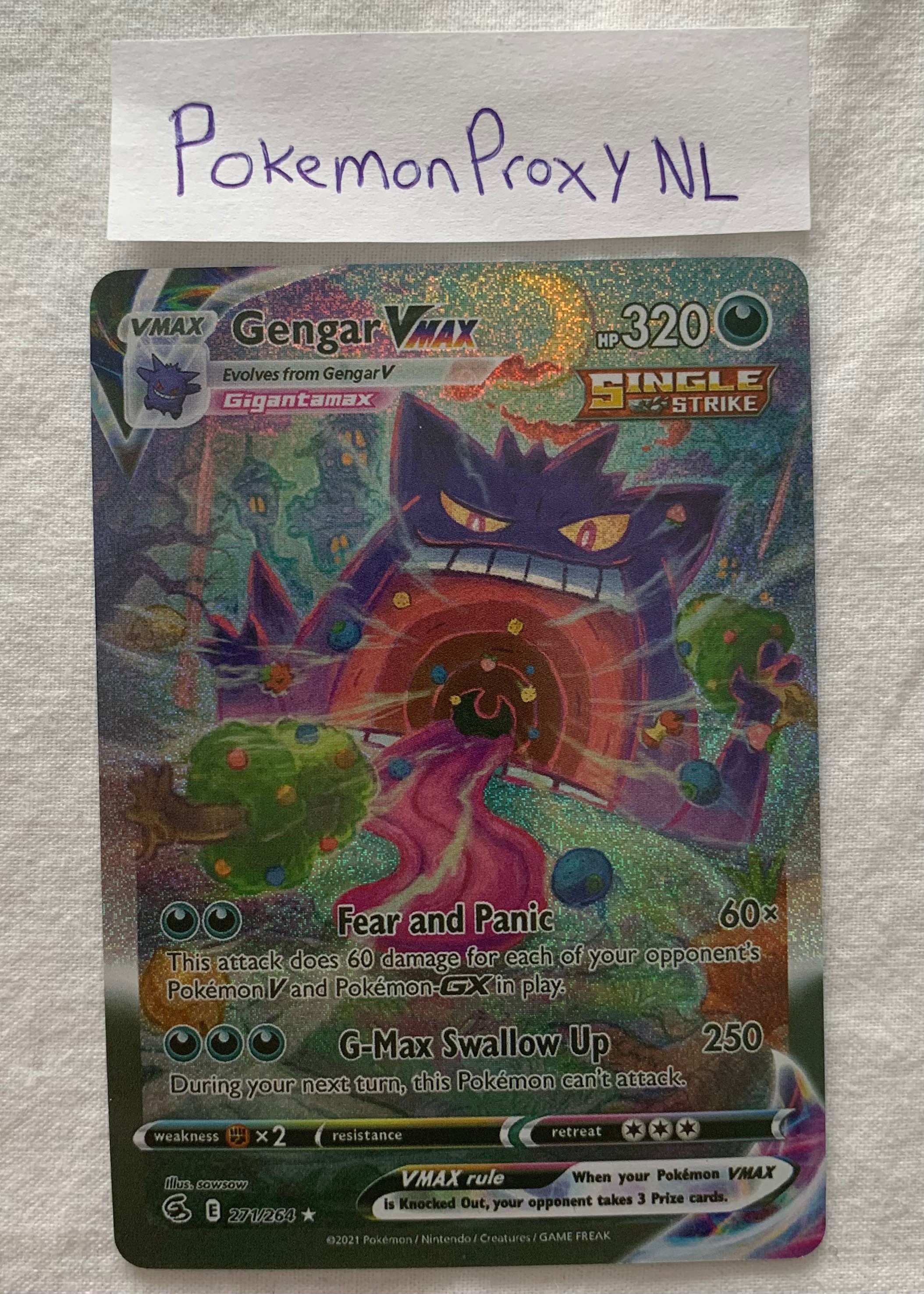 M Gengar & M Shiny Gengar Ex Proxy Pokemon Card Premium Quality Set 2 Cards