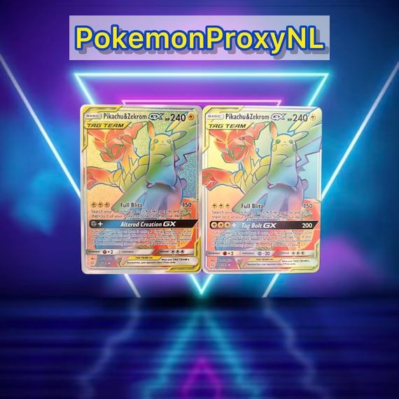 Pokemon Pikachu & Zekrom GX Black Foil Fan Art Card 184/181