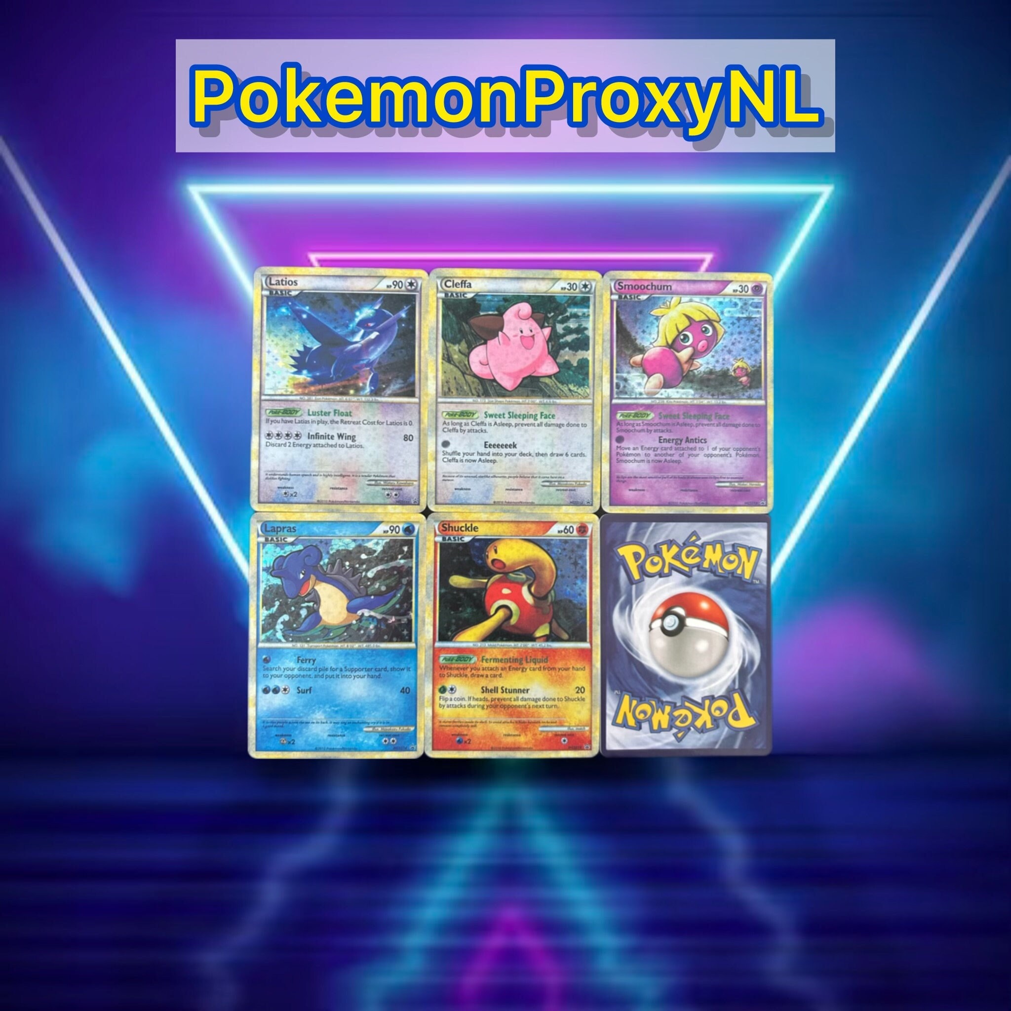 HeartGold & SoulSilver HGSS Promos 3/5 / Latios 11, Cleffa 12, Smoochum 13, Lapras 14, Shuckle 15 / 2010 / PROXY TCG card(s)