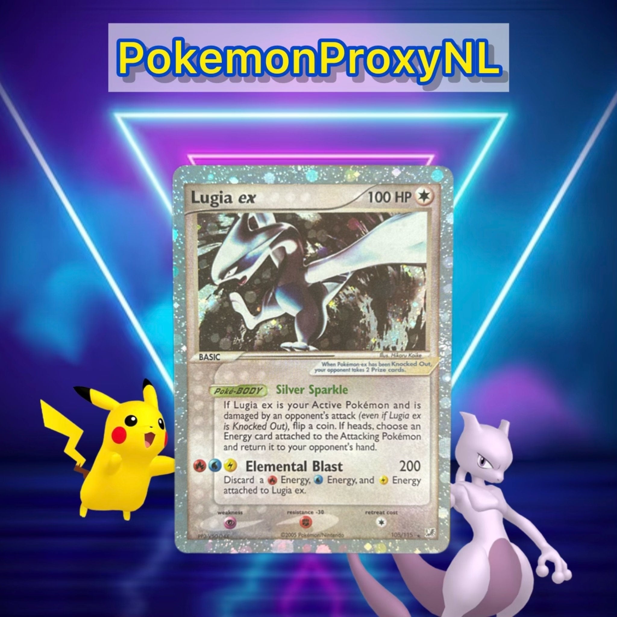 Lugia Ex / Unseen Forces / 105/115 / 2005 / PROXY Pokémon Lugia Ex / Unseen Forces / 105/115 / 2005 / PROXY Pokémon