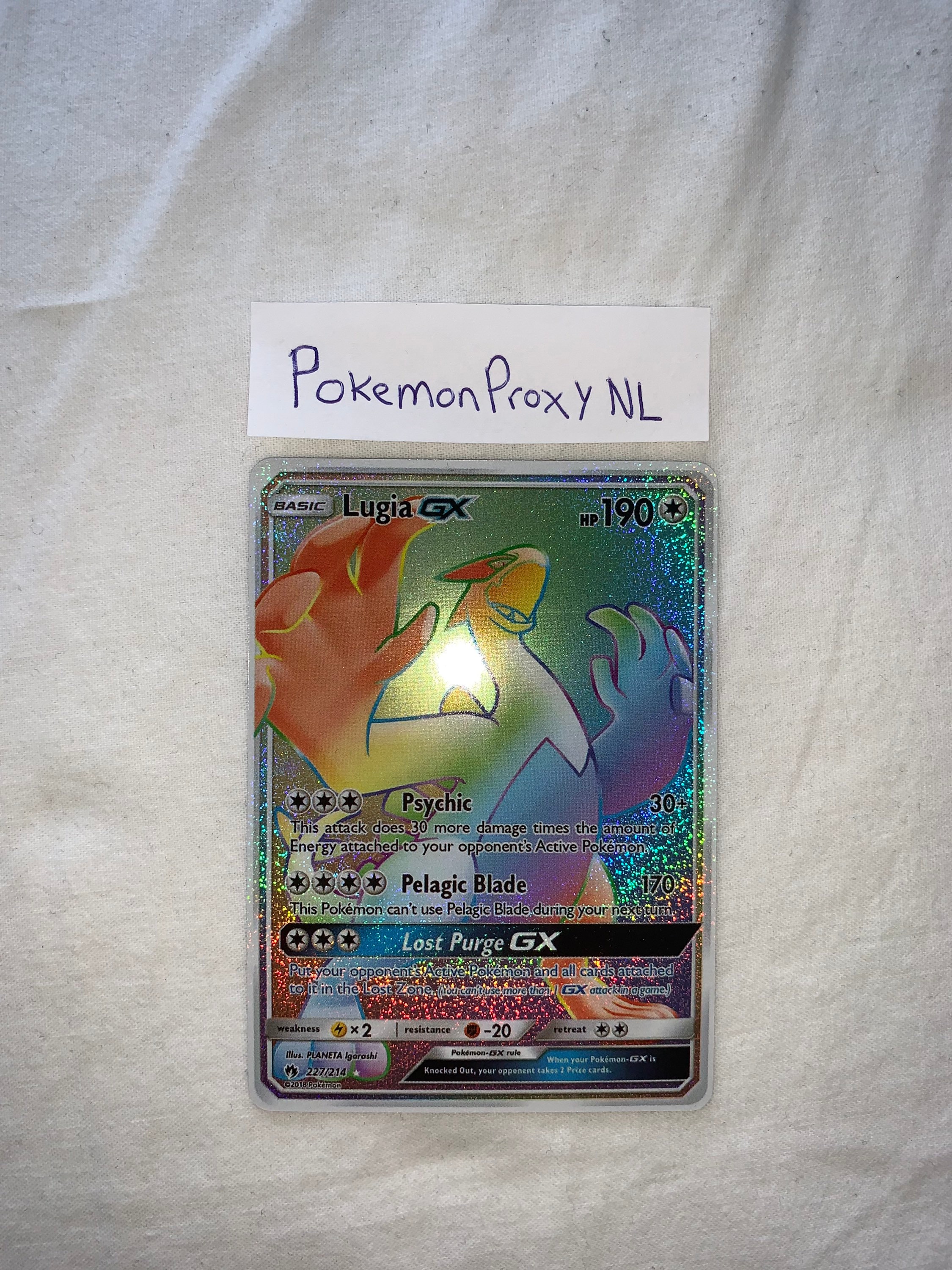 Pokemon Lugia GX - 227/214 - Rare Rainbow Card - SM8 Lost Thunder -  Recaptured LTD