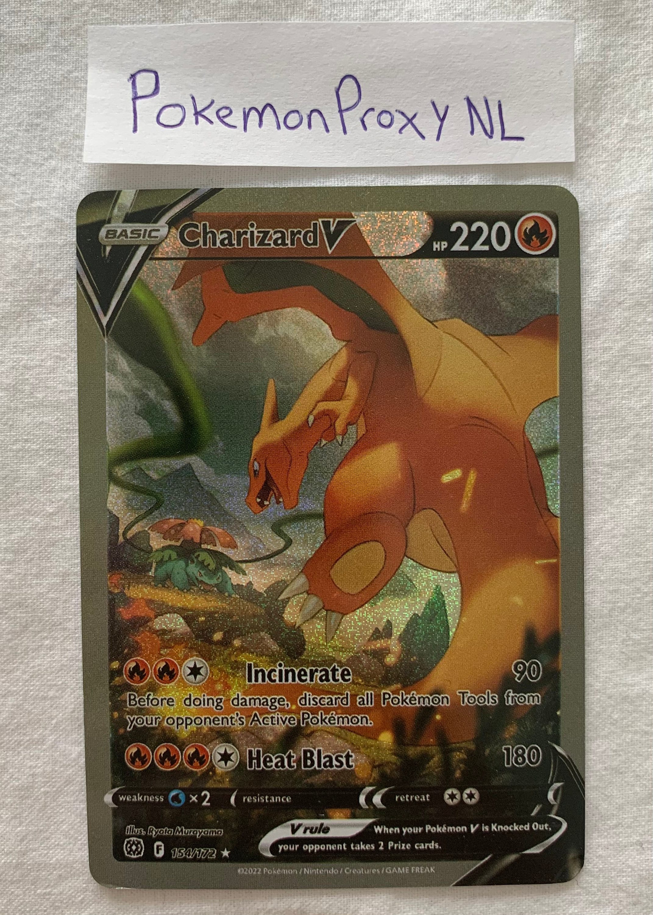 Carta Pokémon Customizada Charizard V Shiny Metal Dourado