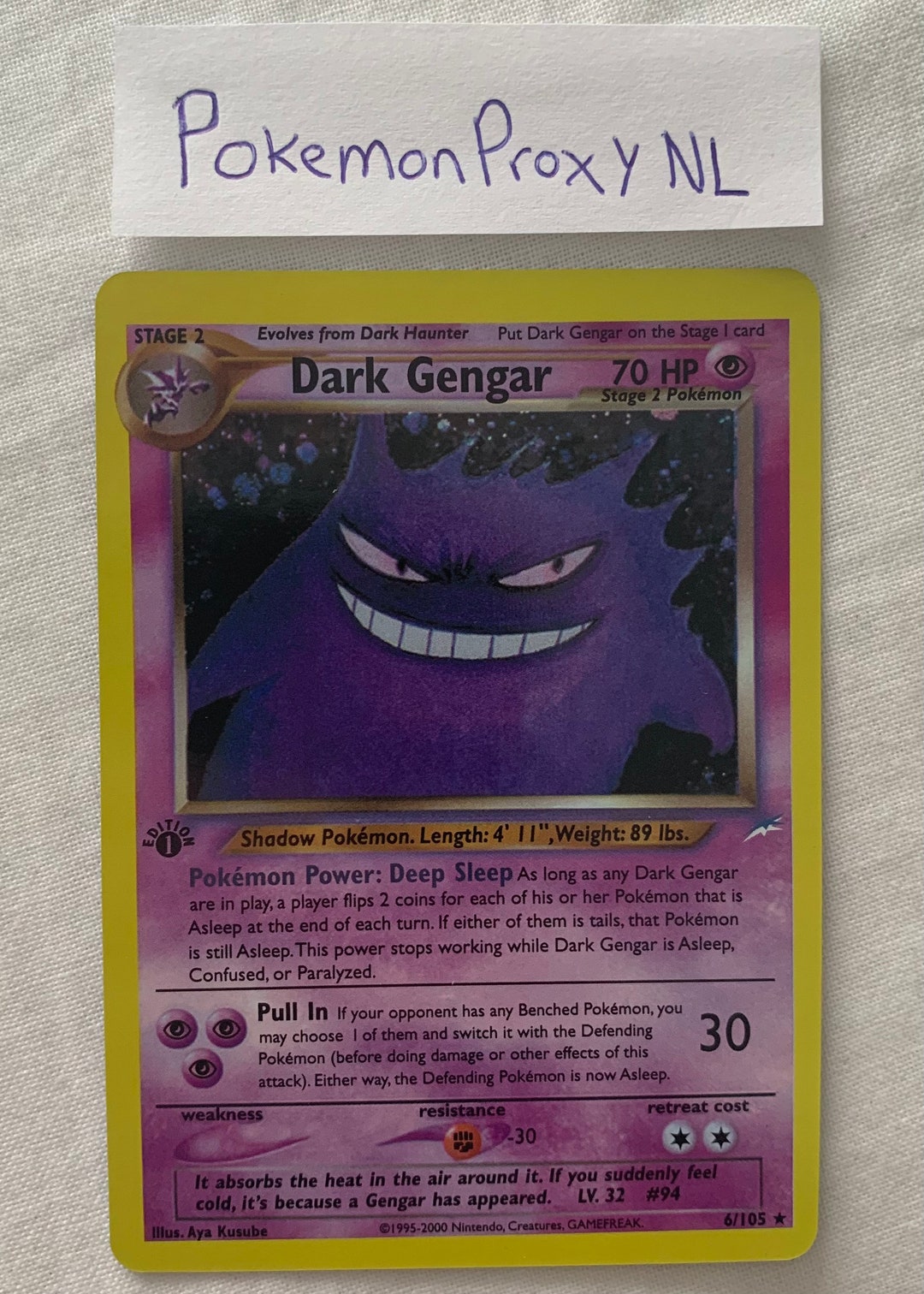 Dark Gengar 1st V.1 / Neo Destiny / 6/105 / 2000 / PROXY Etsy