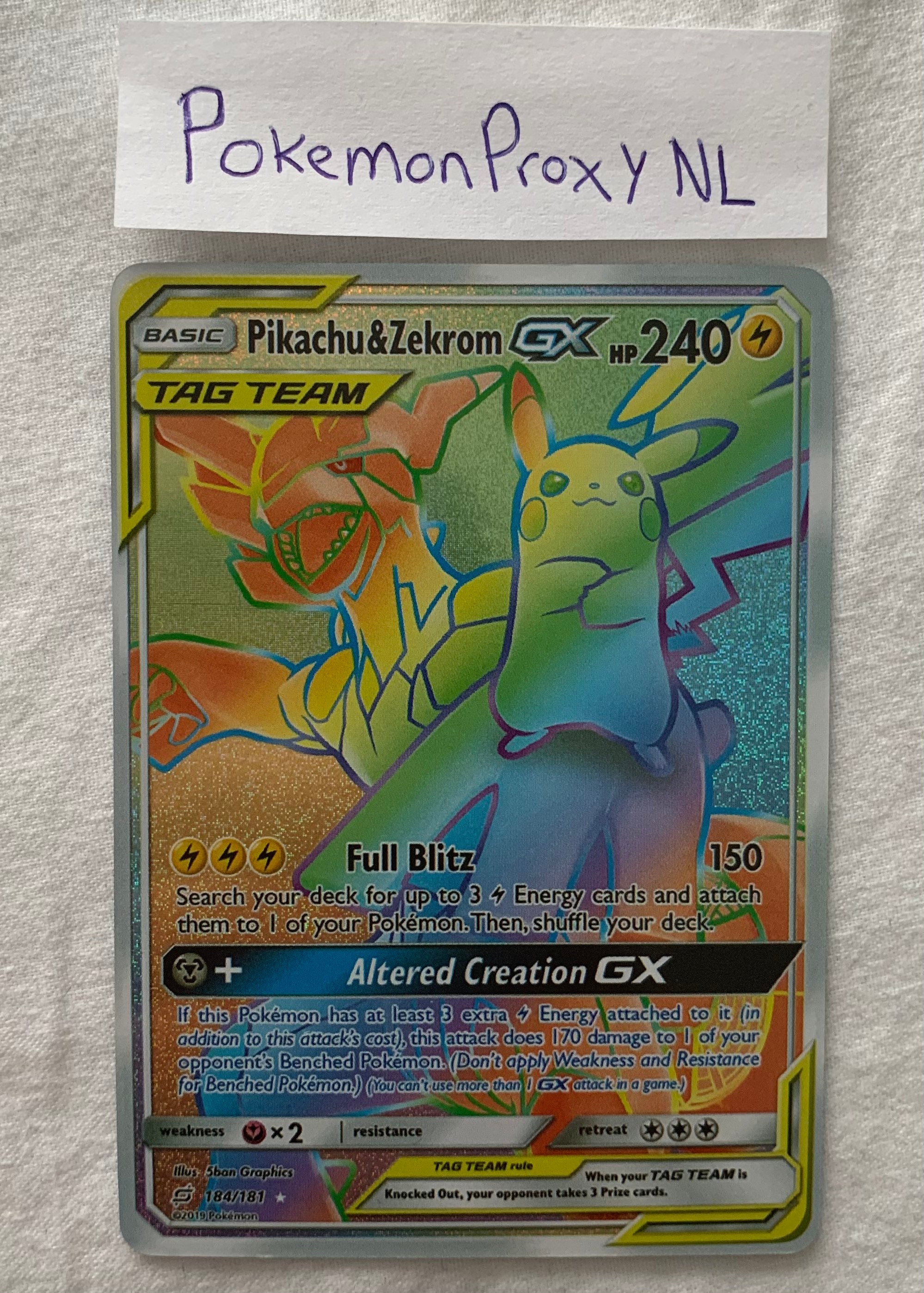 Pikachu & Zekrom GX 162/181 Team Up NM Full Art Ultra Rare Pokemon Card