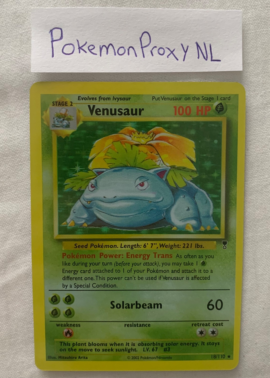 Venusaur / Legendary Collection / 18/110 / 2002 / PROXY Etsy