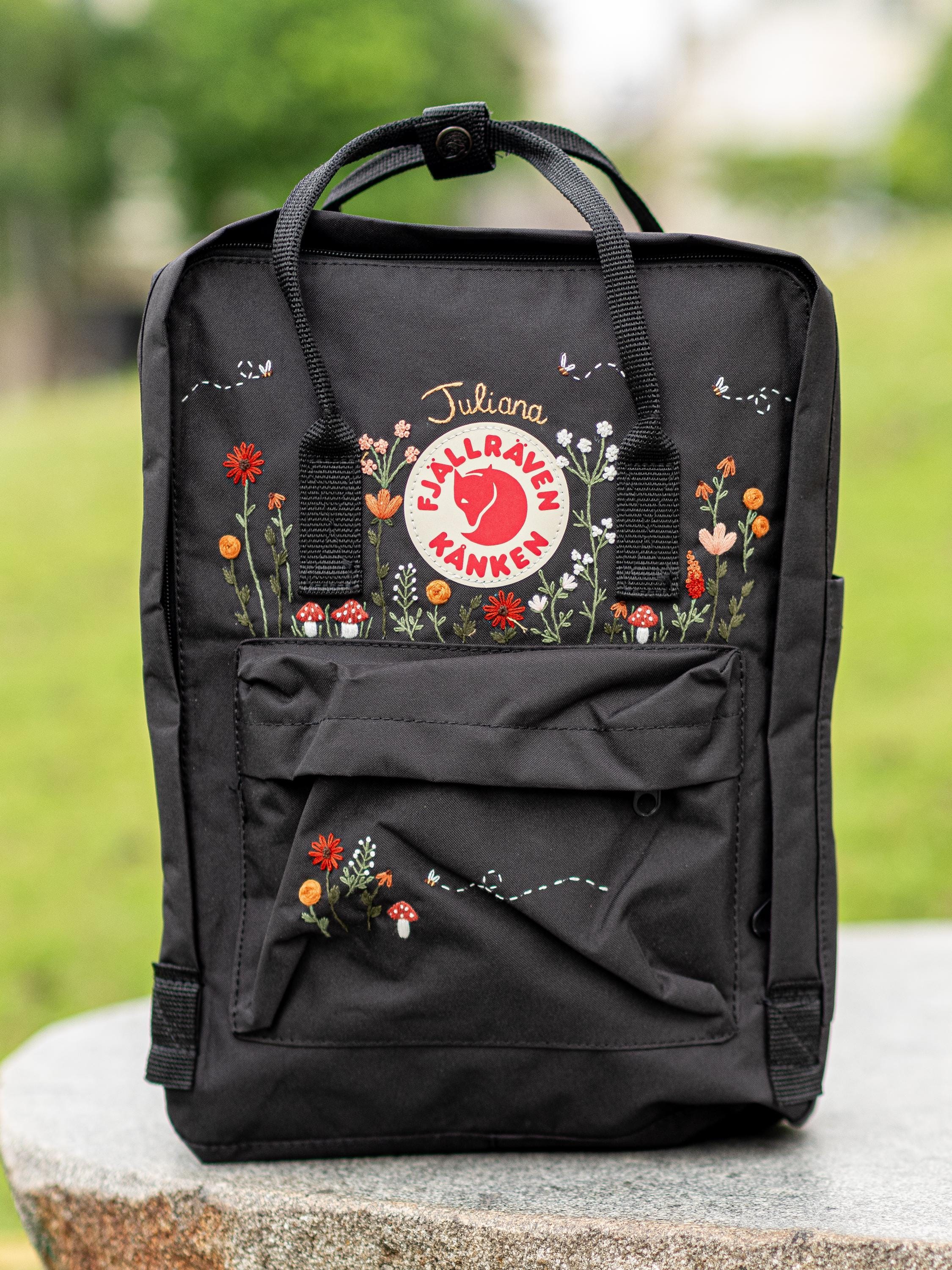 カスタム刺繍カンケンバックパック、花刺繍ミニバックパック、フェール
