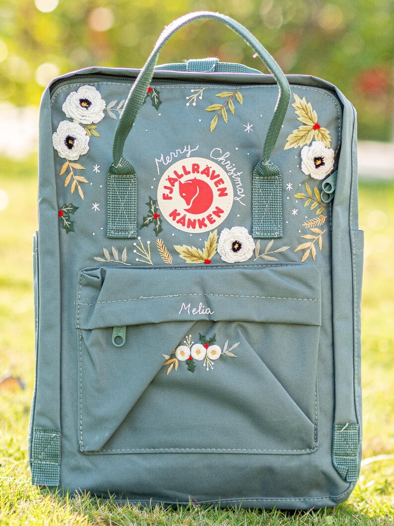 Roses Rucksack Custom Embroidered Fjallraven Kanken Backpack, 3D Flower Embroidered ...