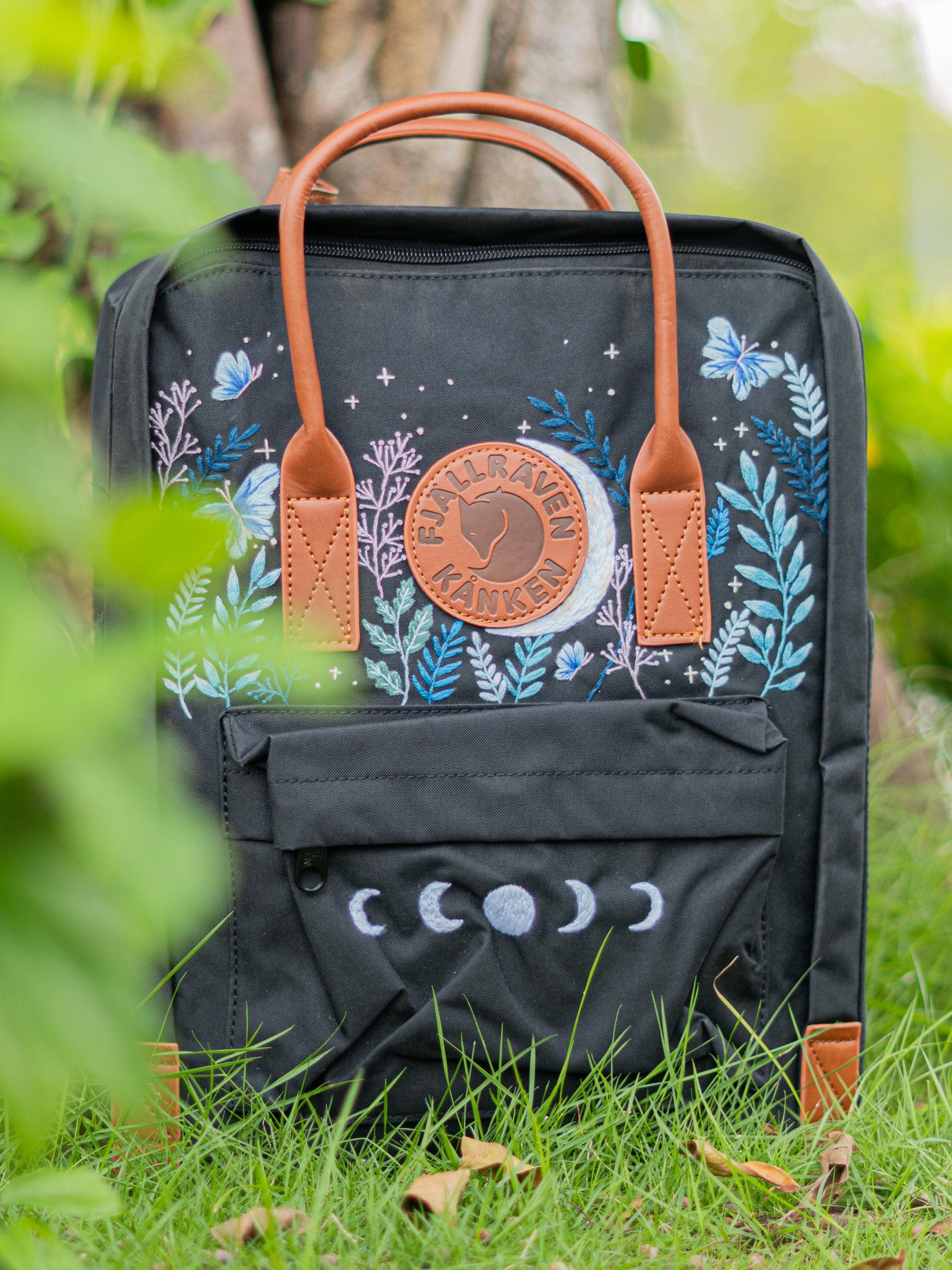 Butterfly Raffines Rucksack Custom Embroidered Backpack, Flowers Embroidered Kanken Mini, Butterfly ...
