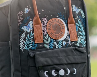 1990年代のヴィンテージ、紫の刺繍入りジャンスポーツバックパック