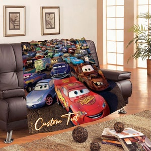 Personalized Christmas Disney Cars Blankets Custom Name Tapestry Gift for Boys Girls and Adults winter blankets Handmade.