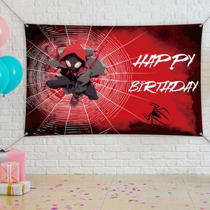 Bannière d&#39;anniversaire Spider-Man personnalisée, bannière d&#39;anniversaire pour garçons, bannière d&#39;anniversaire rouge, bannière d&#39;halloween, décoration de fête, cadeau pour lui