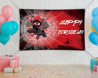 Personlig Spider-Man-födelsedagsbanderoll pojkars födelsedagsbanderoll röd födelsedagsbanderoll Halloween-banderoll festdekoration present till honom
