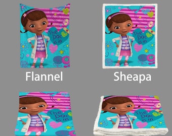 Retro Doc McStuffins Blankets Custom Name Tapestry Christmas Gift for Boys  Girls and Adults winter blankets