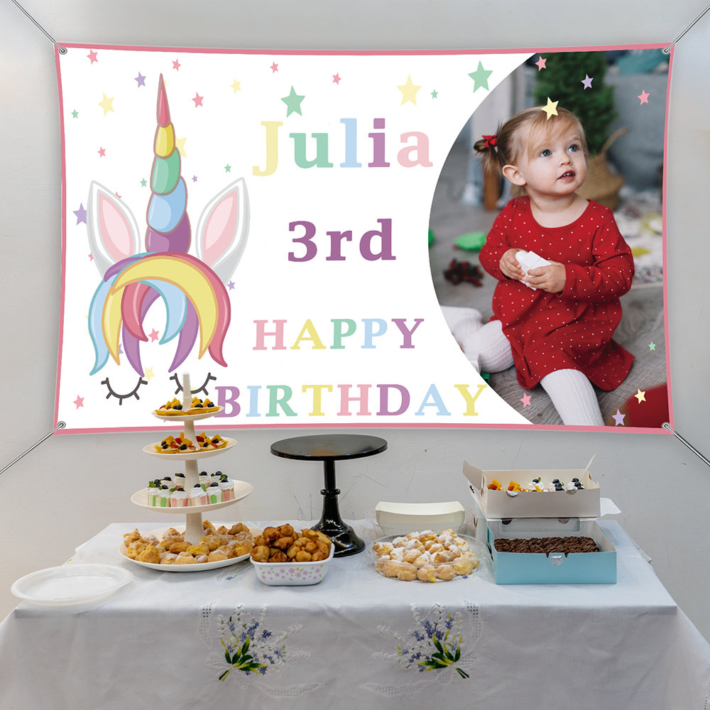 OSDUE Banner Di Compleanno Unicorno Rosa, Decorazione Ragazza - Foto 7