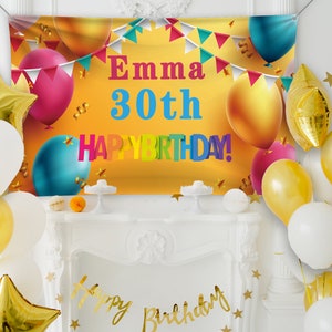 Personalised Birthday Banner,Custom Balloon Banners,Banner Birthday Custom,Birthday Decorations,Full Color Banner
