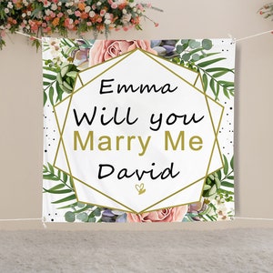 Wedding proposal backdrop, Will you marry me banner, Engagement proposal, Custom banner,Personalized Text Marriage Banner