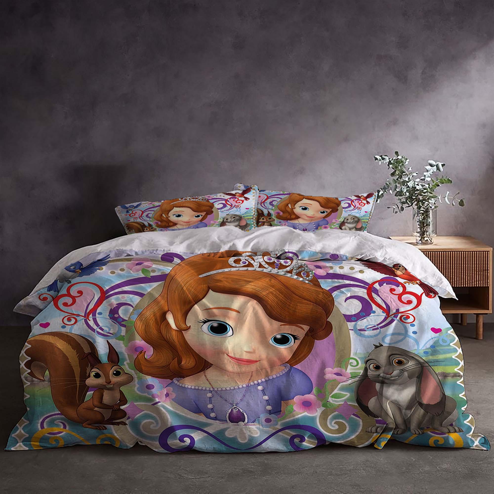 Discover Princess Sofia Quilt Cover Bedding Set, Queen Size, 3-Piece with Duvet Cover and Pillowcases