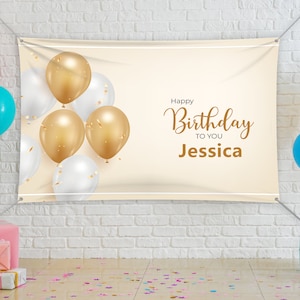 Personalized Birthday Banner,Birthday Banner Photo Children Adults kids Party,Party Backdrop,Custom Banner