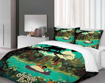 Christmas The Jungle Book Three-Piece Quilt cover Set Christmas Gift pillowcase Home Decor Child Gift for Soft Comfortable Bedding Bedroom.