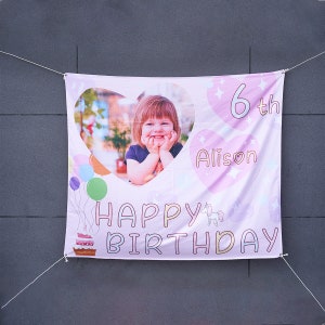 Happy Birthday Banner,Custom Birthday Banner,Pink Happy Birthday Banner,Pink Backdrop,Girl Banner
