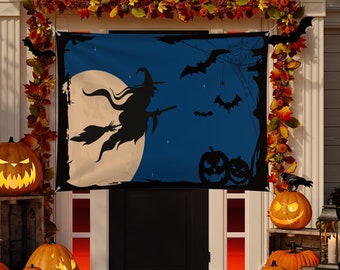 Personalisierte Halloween Banner Benutzerdefinierte Halloween Hintergrund Hexe Banner Kürbis Banner Halloween Dekorationen